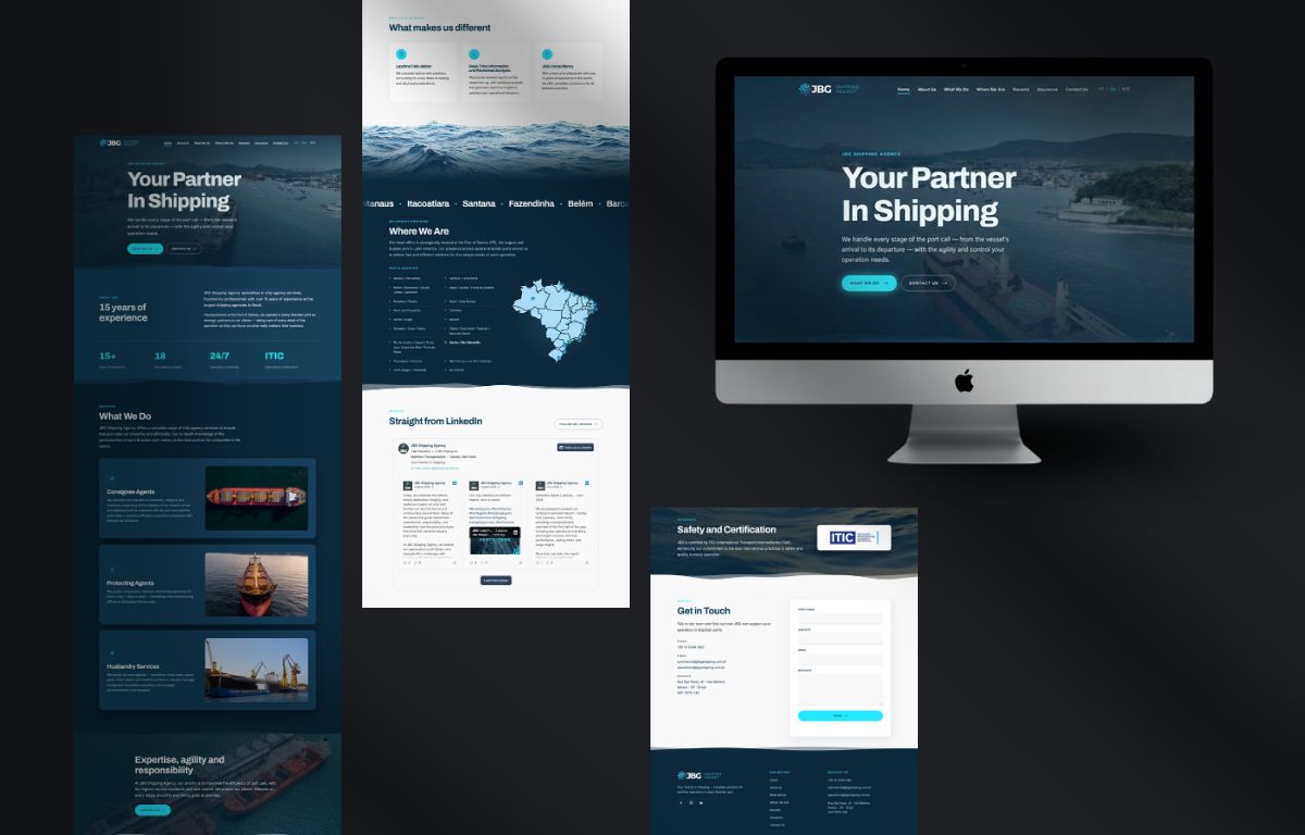 JBG Shipping website &mdash; full layout across devices